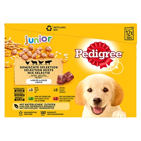 PEDIGREE® Maaltijdzakjes Junior Mix Selectie in Gelei