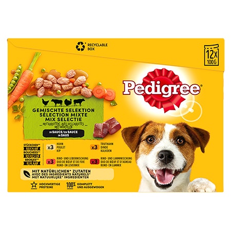 PEDIGREE® Maaltijdzakjes Adult Mix Selectie in Saus